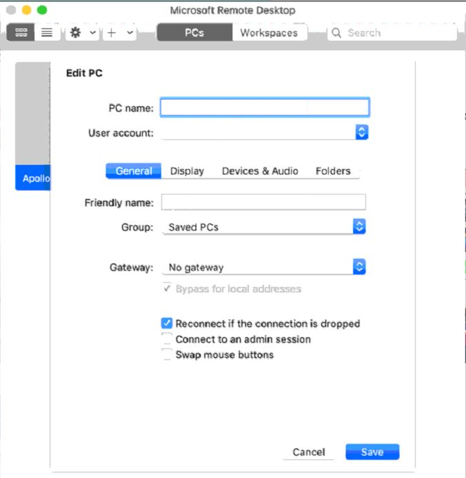 Microsoft Remote Desktop for Mac: General Settings